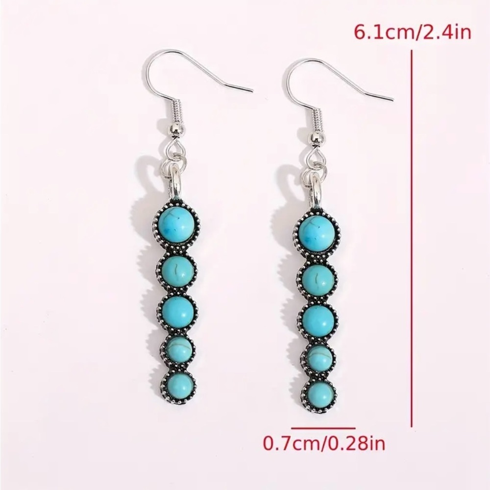 Drop Turquoise Earrings Dangle western earrings BOHO turquoise jewelry trendy - Picture 6 of 6